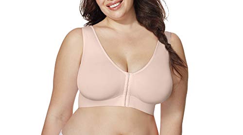JUST MY SIZE Womens Pure Comfort Front Close Wirefree Mj1274 Bra, Sandshell, 6X US