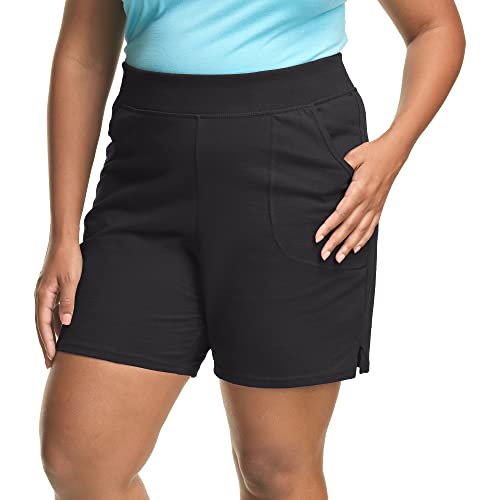 Just My Size Plus Size Cotton Jersey Shorts, Pull-on Gym Shorts, 7″ Inseam